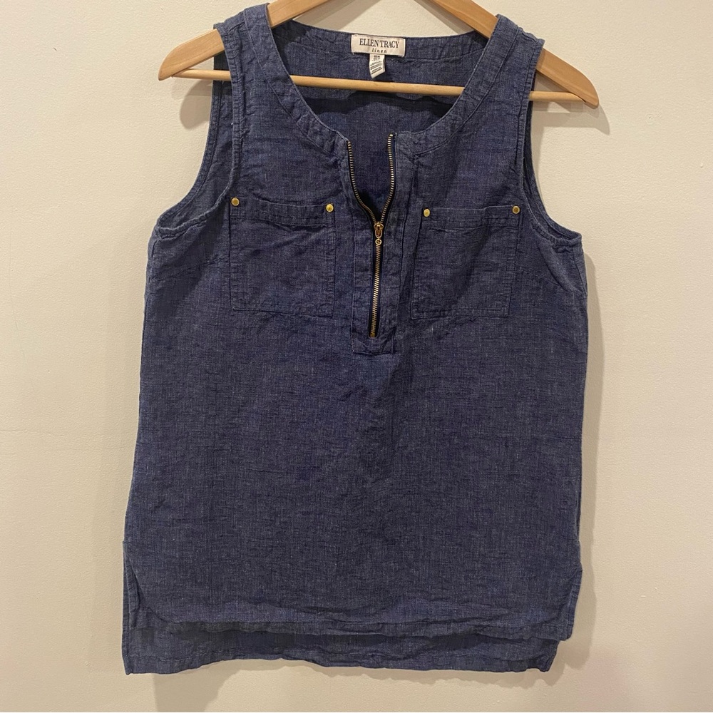 Ellen Tracy Linen blend sleeveless top